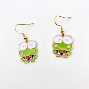 Sanrio inspired Keroppi Earrings NWT Hypoallergenic friendly gold plated wires